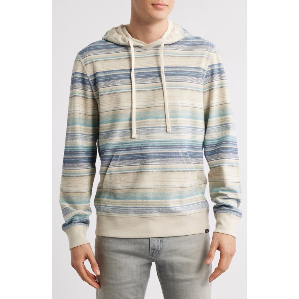 Faherty Byron Bay Hoodie Men’s L NWT Blue Green Cream Striped Pullover